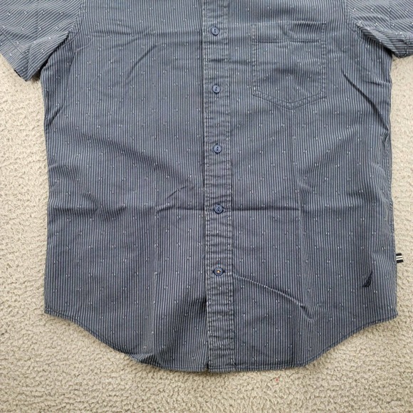 Nautica Shirt Mens Small Blue Striped Button Down Short Sleeve Classiccore - Picture 7 of 14